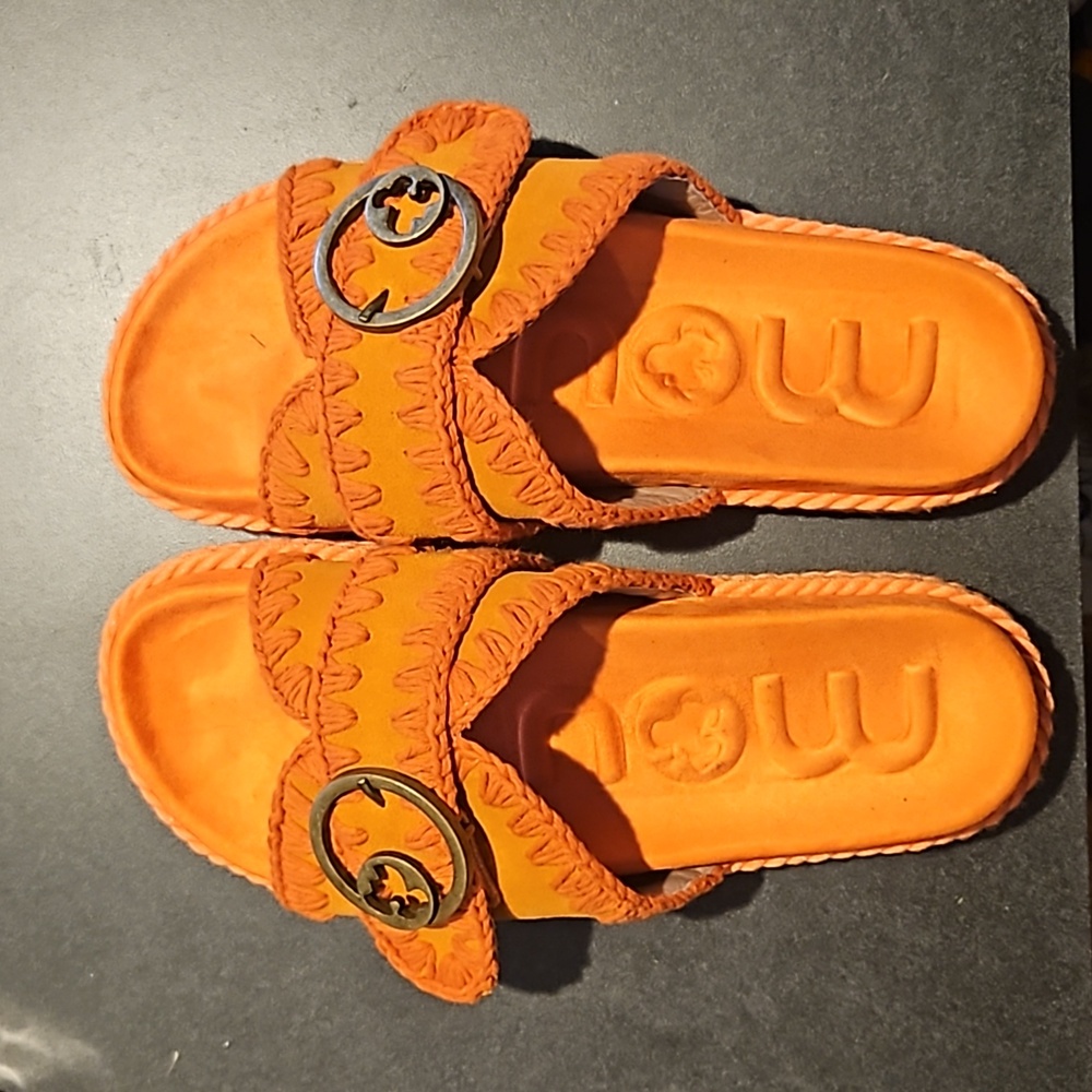 Mou womens sandals slides sz 7 Orange/Rust New with tag no box
